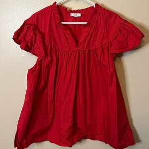 Oddi Scarlet Flutter Sleeve Blouse